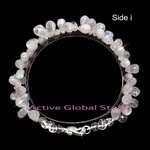New Water Drop Shaped Natural Moonstone & Clear Crystal Quartz Stone Design Bracelet, Love Gift